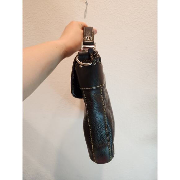 Vintage Fossil Black Genuine Leather Handbag 10x10 Purse , can add strap - Picture 6 of 13